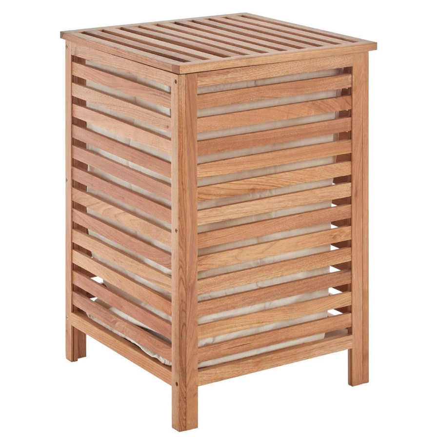 Bathe and Utility Premier Housekeeping | Walnut Wood Laundry Hamper