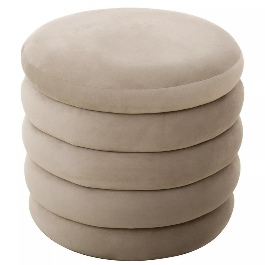 FURNITURE Fifty Five South Seating | Helen Mink Velvet Round Footstool