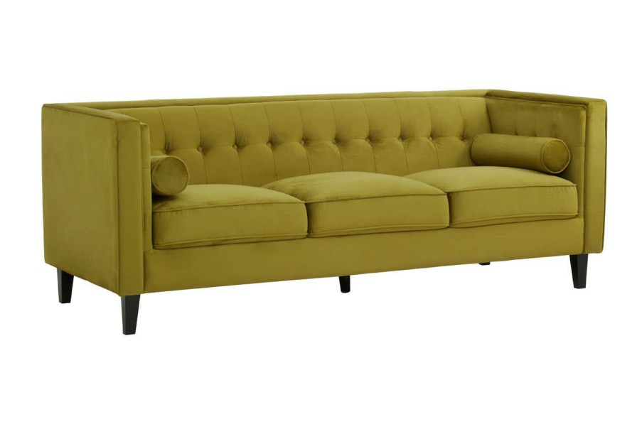 FURNITURE Premier Seating | Helia Olive Velvet Sofa