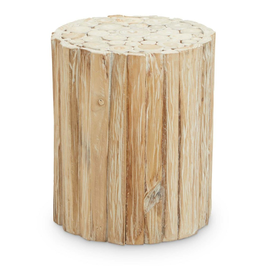 FURNITURE Fifty Five South Bedside Tables | Malang Round Teak Branch Stool