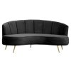 FURNITURE Premier Seating | Hasna Three Seat Black Velvet Sofa