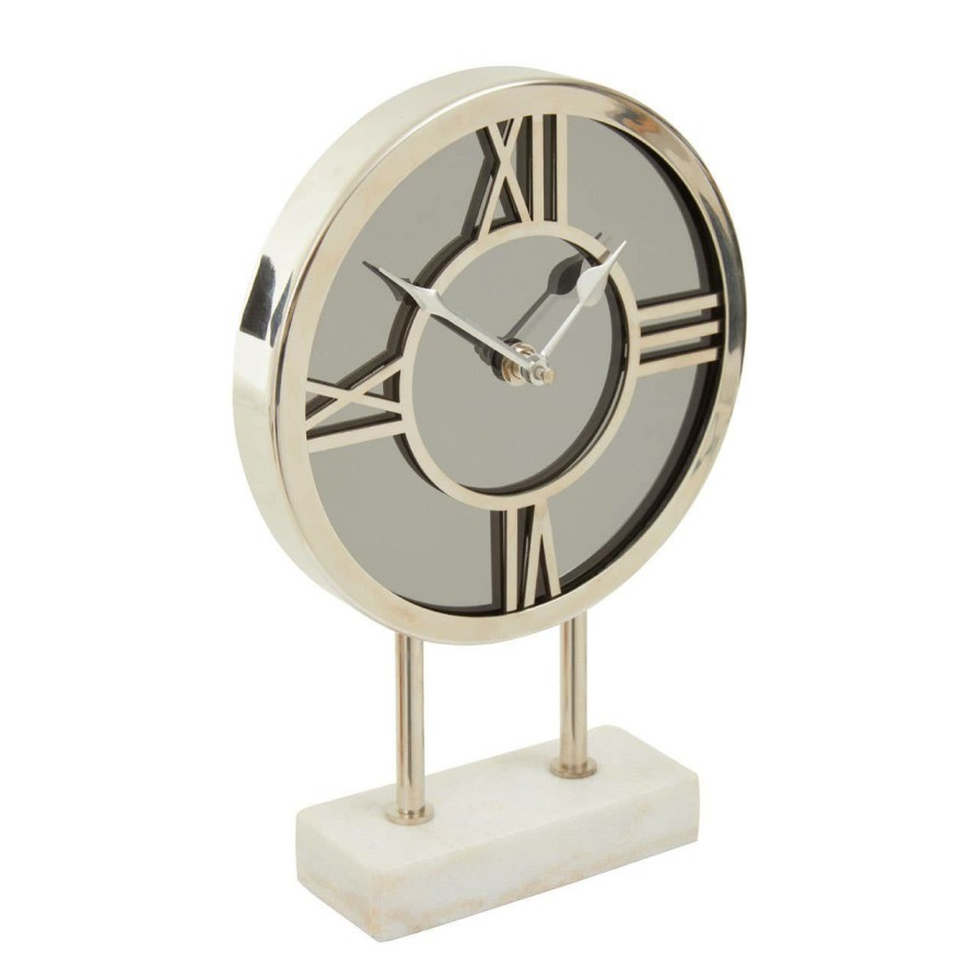 Accessories Fifty Five South Mantel Clocks | Mateo White Marble Base Clock