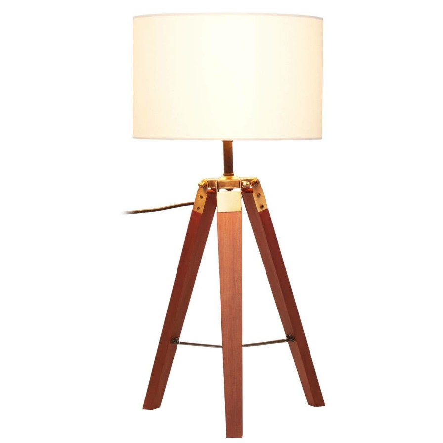 Accessories Premier Table Lamps | Malvern Tripod Table Lamp With Brown Base