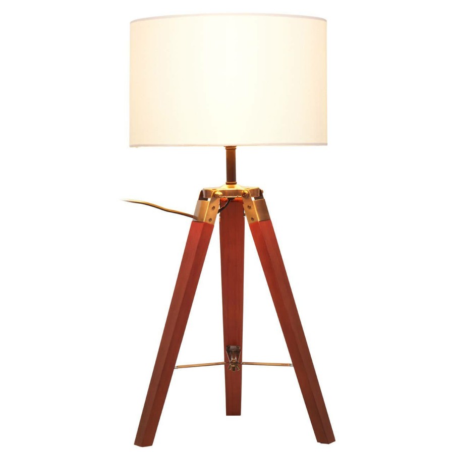 Accessories Premier Table Lamps | Malvern Tripod Table Lamp With Brown Base