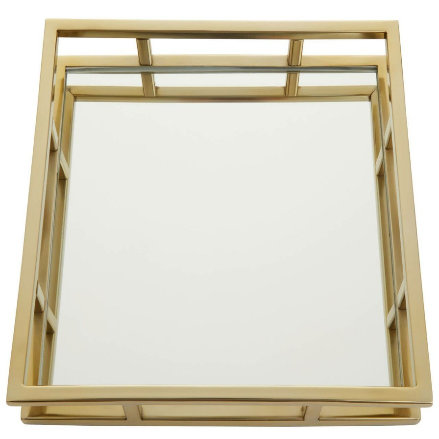 Accessories Fifty Five South Trays and Coasters | Cruzar Square Gold Finish Tray