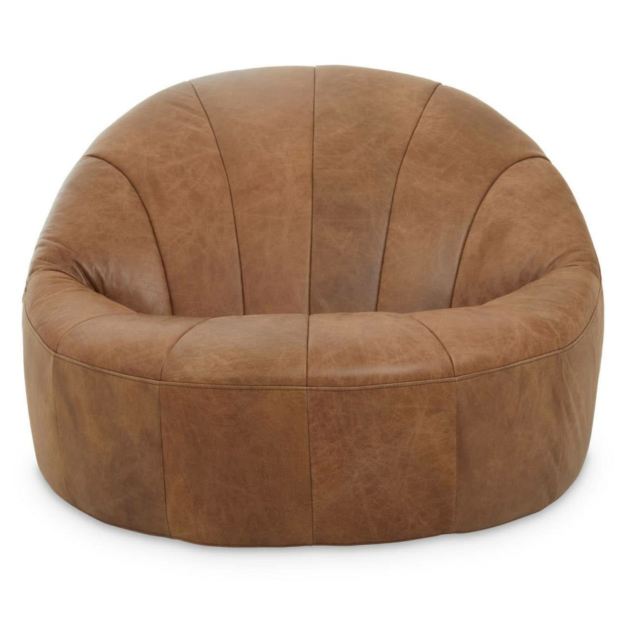 FURNITURE Fifty Five South Seating | Hoxton Light Brown Leather Chair