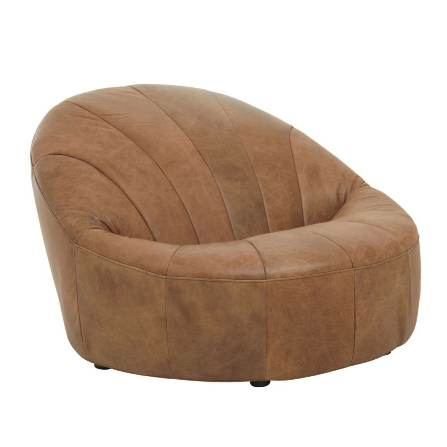 FURNITURE Fifty Five South Seating | Hoxton Light Brown Leather Chair