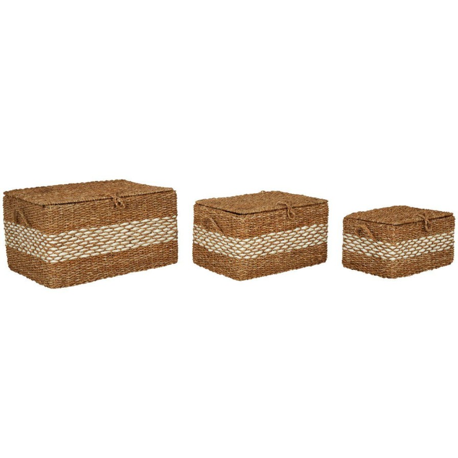 Bathe and Utility Premier Boxes, Bags and Baskets | Set Of Three Seagrass Baskets With Lids