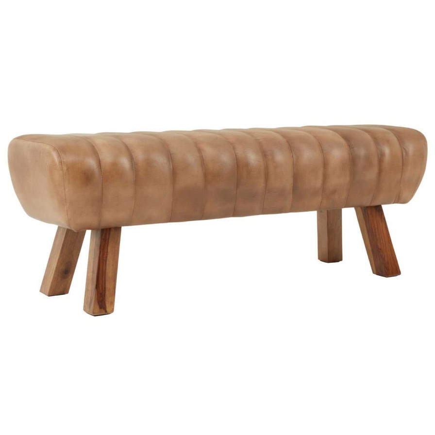 FURNITURE Fifty Five South Benches | Buffalo Brown Leather Gym Stool