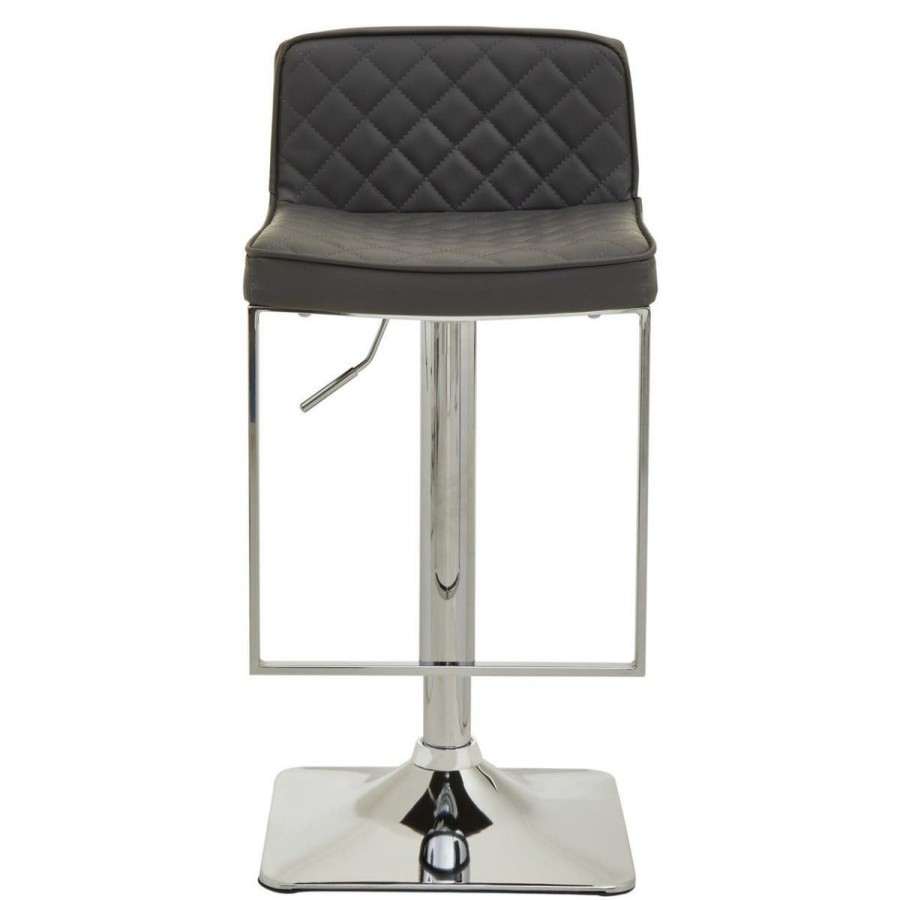 FURNITURE Premier Bar Seating | Baina Dark Grey And Chrome Square Base Bar Stool