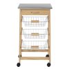 FURNITURE Premier Bar Carts and Trolleys | Glenn 3 Wire Baskets Pinewood Kitchen Trolley