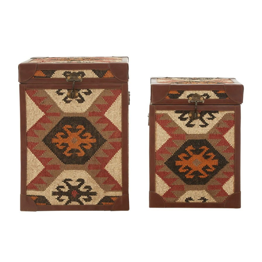 FURNITURE Fifty Five South Storage | Set Of Two Multi Print Side Table Trunks