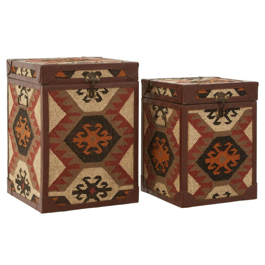 FURNITURE Fifty Five South Storage | Set Of Two Multi Print Side Table Trunks