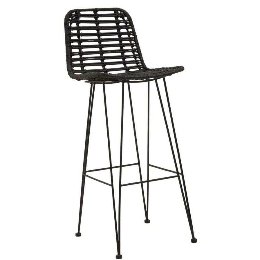 FURNITURE Premier Bar Seating | Lagom Black Natural Rattan Bar Chair