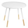 FURNITURE Premier Side Tables | Viborg White And Natural Round Side Table