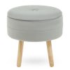 FURNITURE Premier Seating | Ivy Grey Velvet Stool