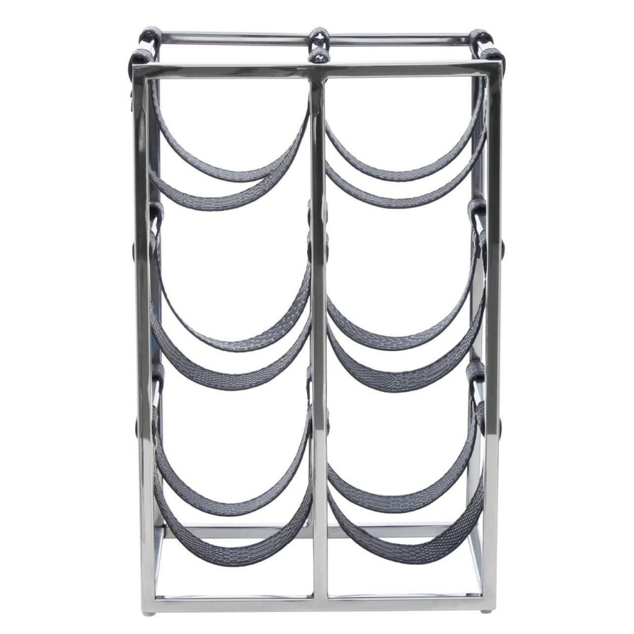 Kitchen and Dining Fifty Five South Wine Racks | Mixology Six Bottle Silver Finish Wine Rack