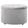 FURNITURE Fifty Five South Seating | Zamora Round Grey Velvet Ottoman