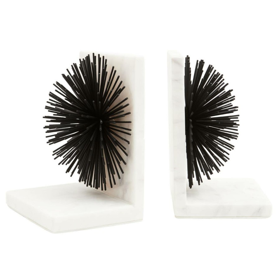 Accessories Fifty Five South Bookends | Mirano Set Of Two Black Finish Starburst Bookends