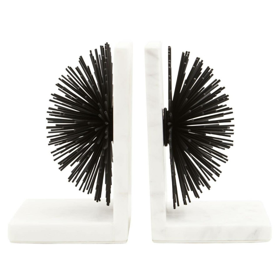 Accessories Fifty Five South Bookends | Mirano Set Of Two Black Finish Starburst Bookends