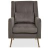 FURNITURE Fifty Five South Armchairs | Doucet Grey Velvet Chair With Gold Finish Legs