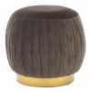 FURNITURE Fifty Five South Footstools | Louxor Grey Velvet Round Footstool