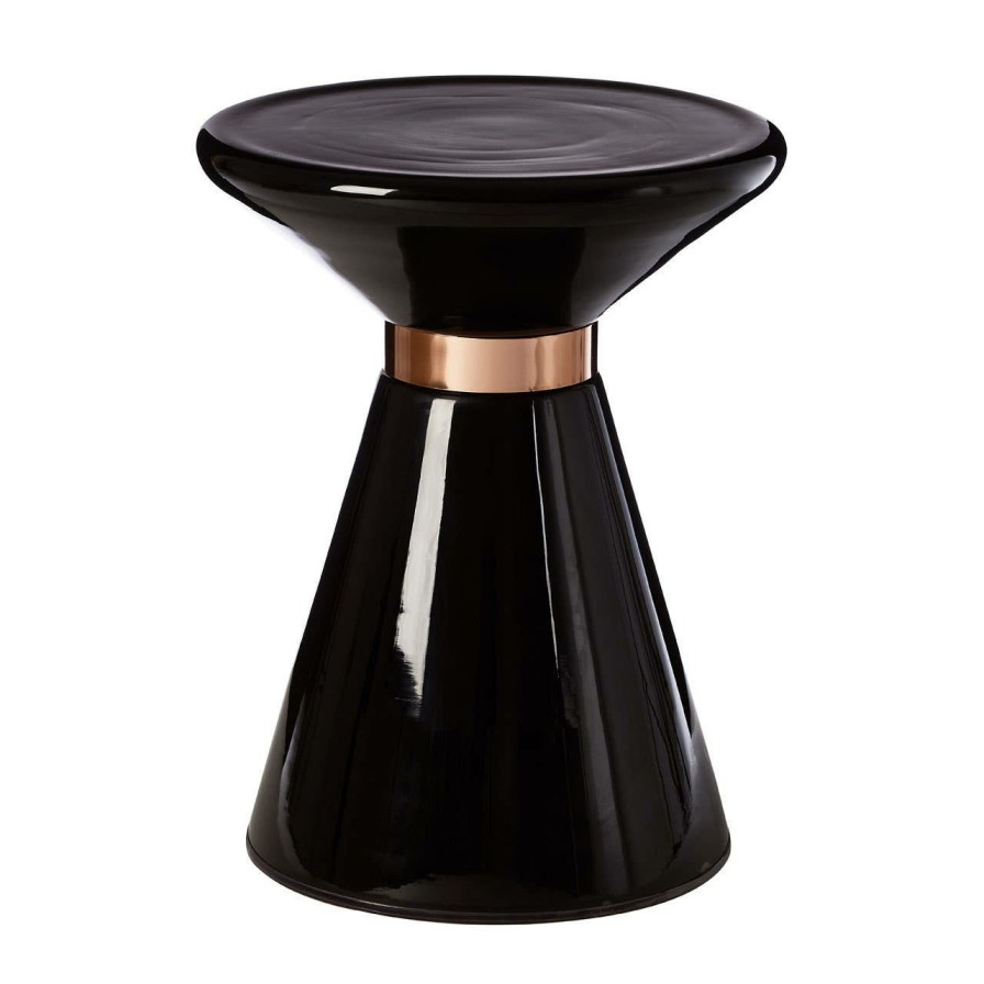 FURNITURE Fifty Five South Side Tables | Martini Black Glass Side Table