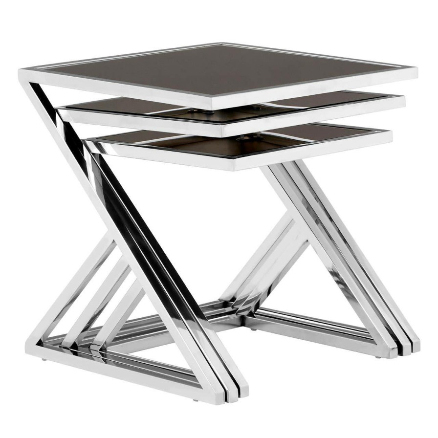 FURNITURE Fifty Five South Nesting Tables | Ackley Nest Of 3 Tables With Silver Frames