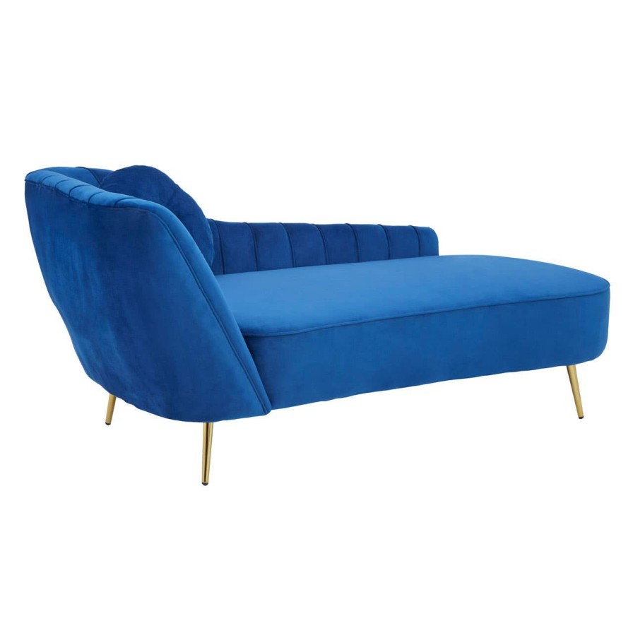 FURNITURE Fifty Five South Chaise Lounges | Felizia Midnight Left Arm Velvet Chaise