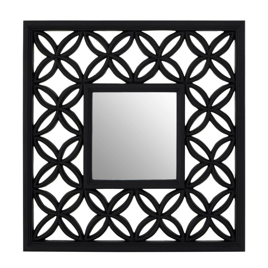 Bathe and Utility Premier Mirrors | Square Black Lattice Frame Wall Mirror