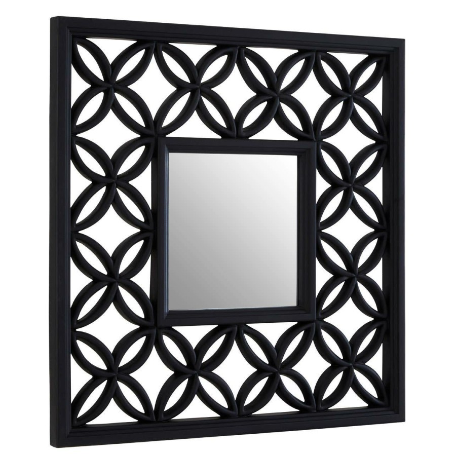 Bathe and Utility Premier Mirrors | Square Black Lattice Frame Wall Mirror