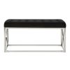 FURNITURE Premier Benches | Allure Black Tufted Seat And Silver Finish Bench