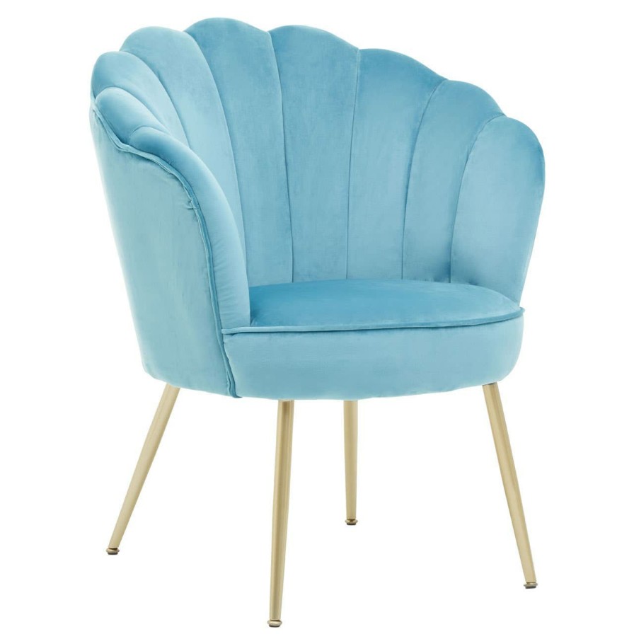 FURNITURE Premier Seating | Ovala Aqua Velvet Scalloped Chair