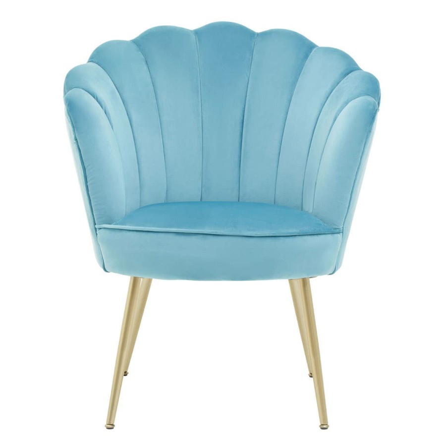 FURNITURE Premier Seating | Ovala Aqua Velvet Scalloped Chair