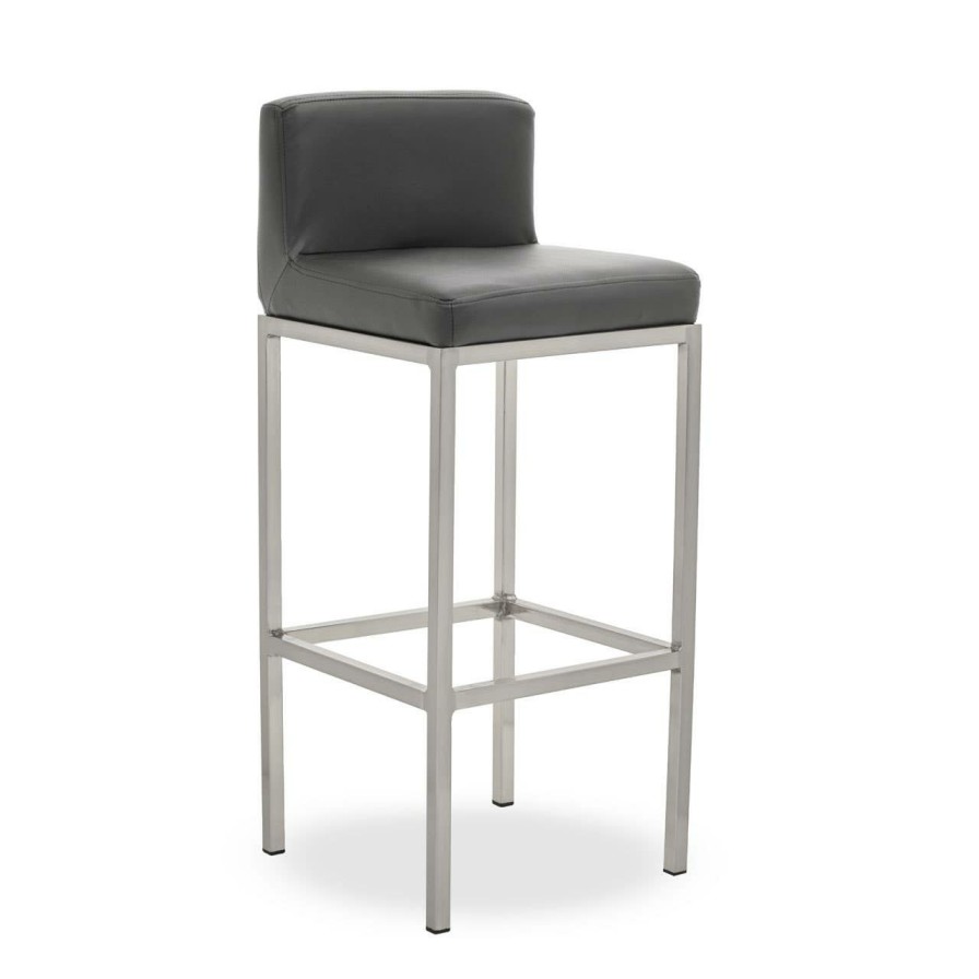 FURNITURE Premier Bar Seating | Baina Dark Grey And Chrome Finish Bar Chair