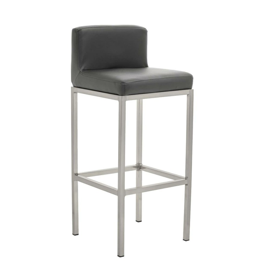 FURNITURE Premier Bar Seating | Baina Dark Grey And Chrome Finish Bar Chair