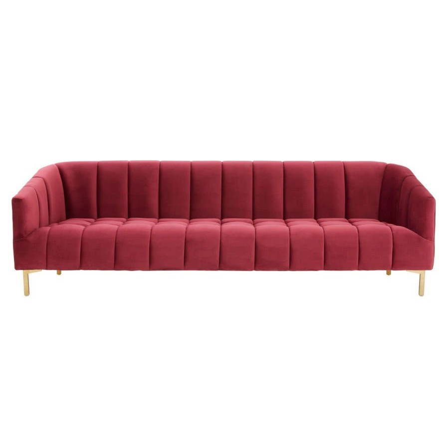 FURNITURE Fifty Five South Seating | Bella 3 Seat Wine Velvet Sofa