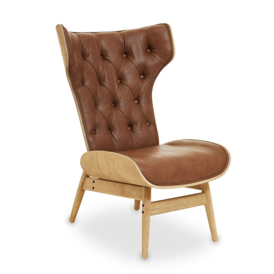 FURNITURE Fifty Five South Seating | Vinsi Brown Leather Effect Chair With Winged Back