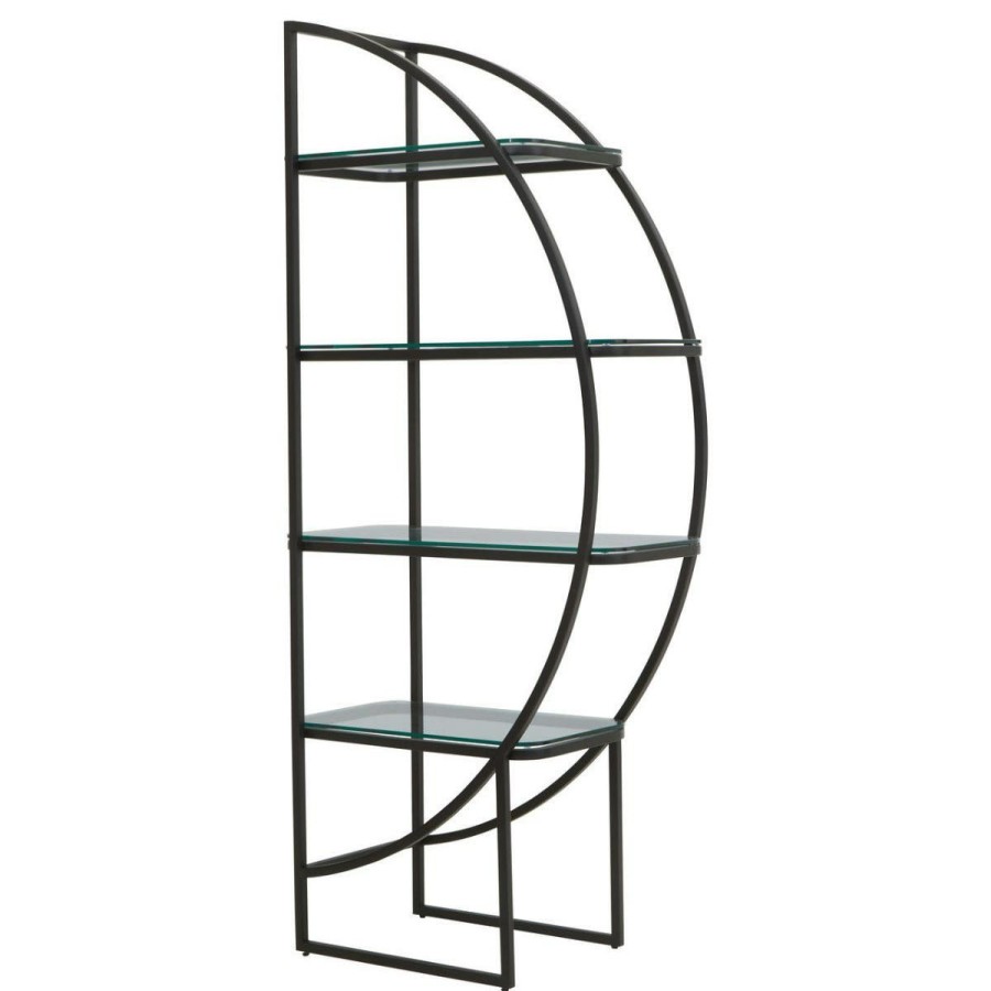 FURNITURE Fifty Five South Storage | Vogue Right Half Moon Black Shelf Unit