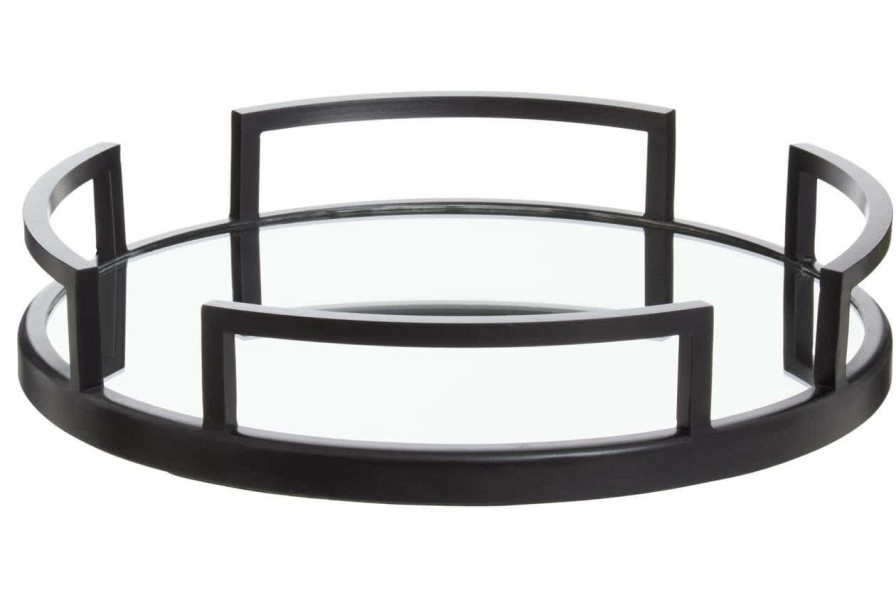 Accessories Fifty Five South Trays and Coasters | Cruzar Matte Black Mirrored Tray