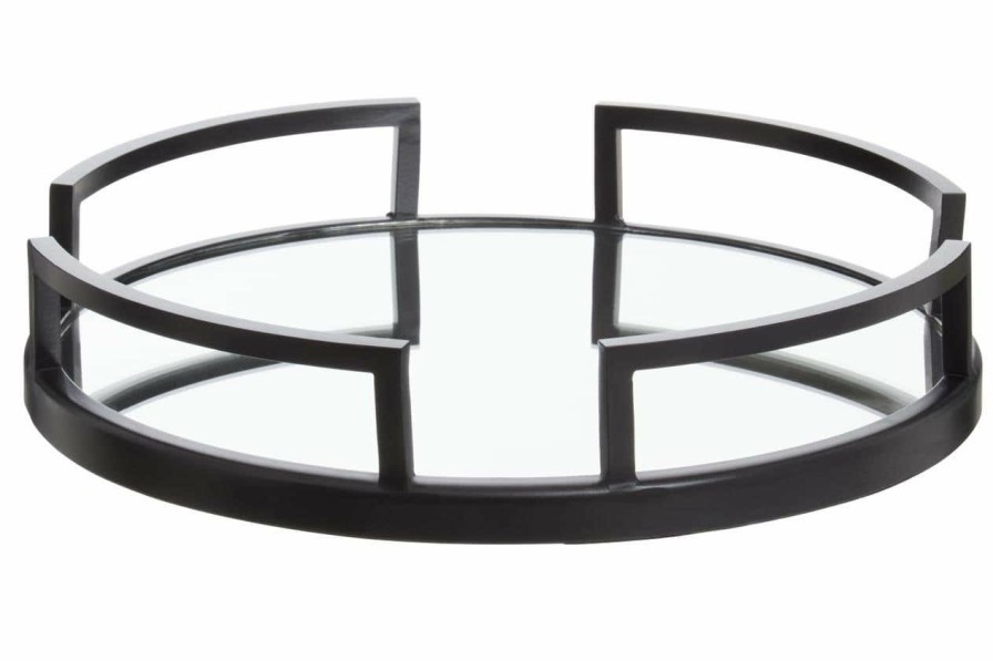 Accessories Fifty Five South Trays and Coasters | Cruzar Matte Black Mirrored Tray