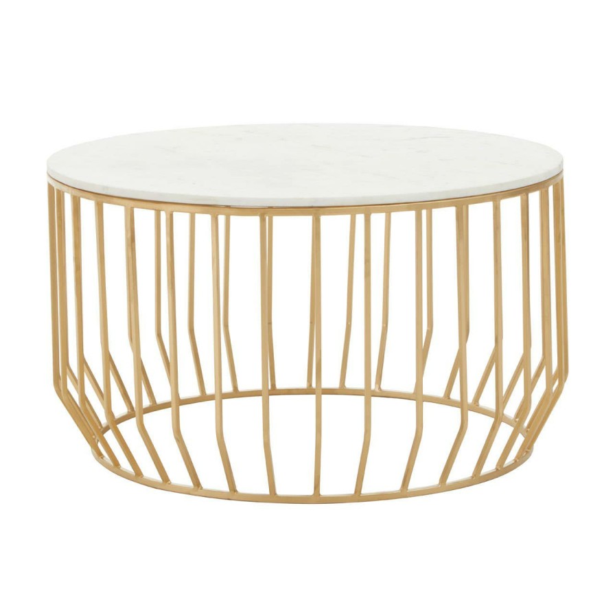 FURNITURE Fifty Five South Coffee Tables | Pali White Marble And Gold Coffee Table