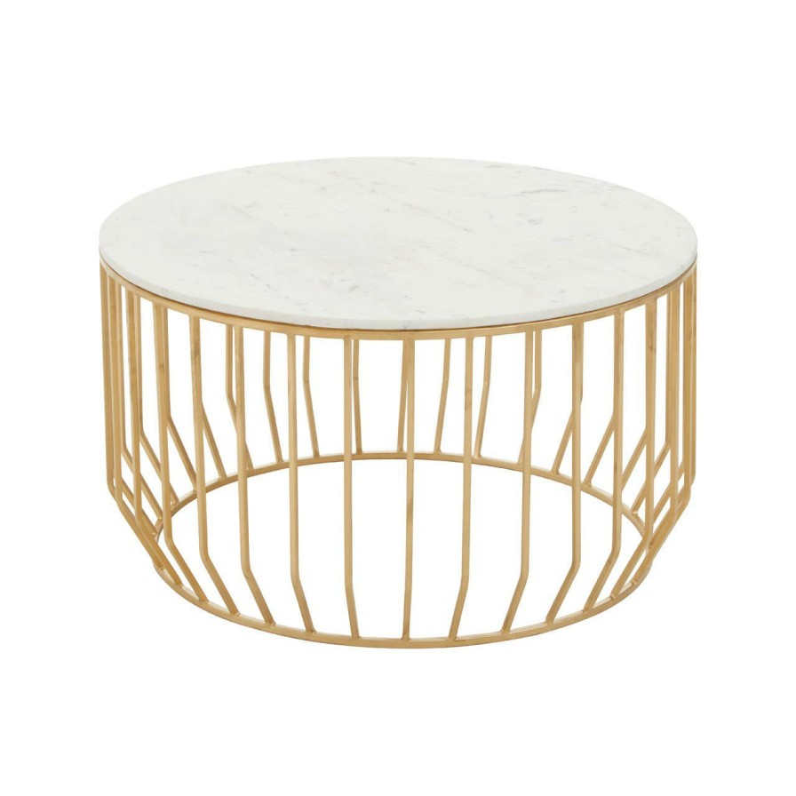 FURNITURE Fifty Five South Coffee Tables | Pali White Marble And Gold Coffee Table