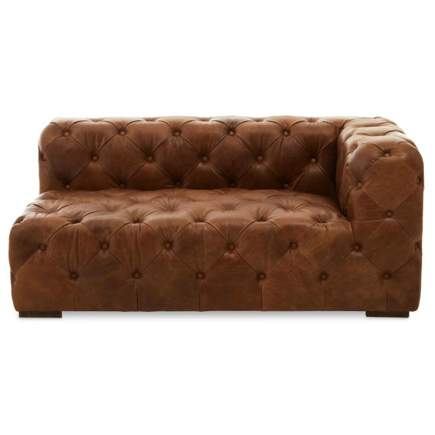 FURNITURE Fifty Five South Seating | Hoxton Tufted Leather Left Arm Sofa