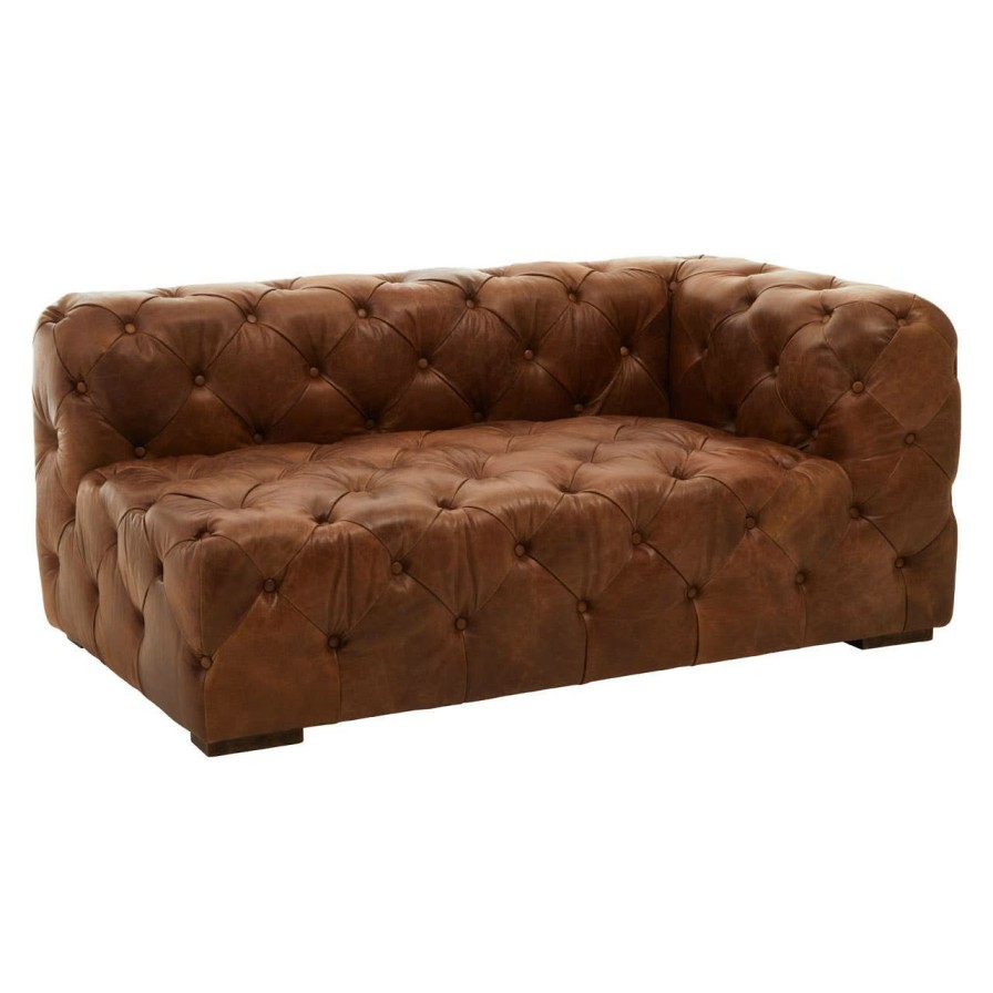 FURNITURE Fifty Five South Seating | Hoxton Tufted Leather Left Arm Sofa