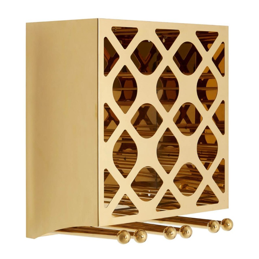 Kitchen and Dining Fifty Five South Wine Racks | Novo 12 Bottle Gold Finish Wine Rack