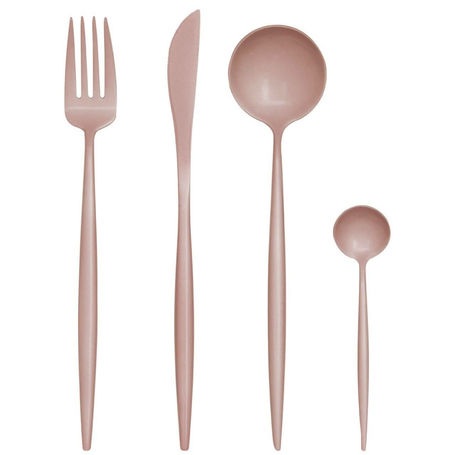 Kitchen and Dining Premier Cutlery | Avie 16 Pc Matte Pink Finish Cutlery Set