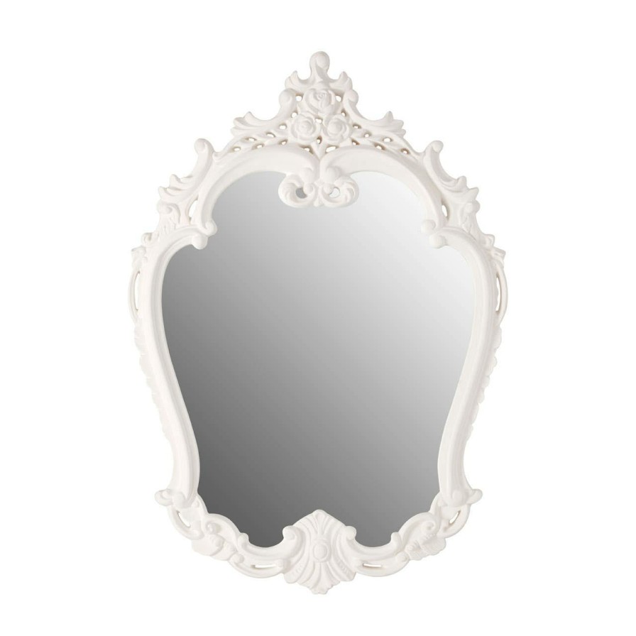 Bathe and Utility Premier Mirrors | Antique White Rose Crest Wall Mirror