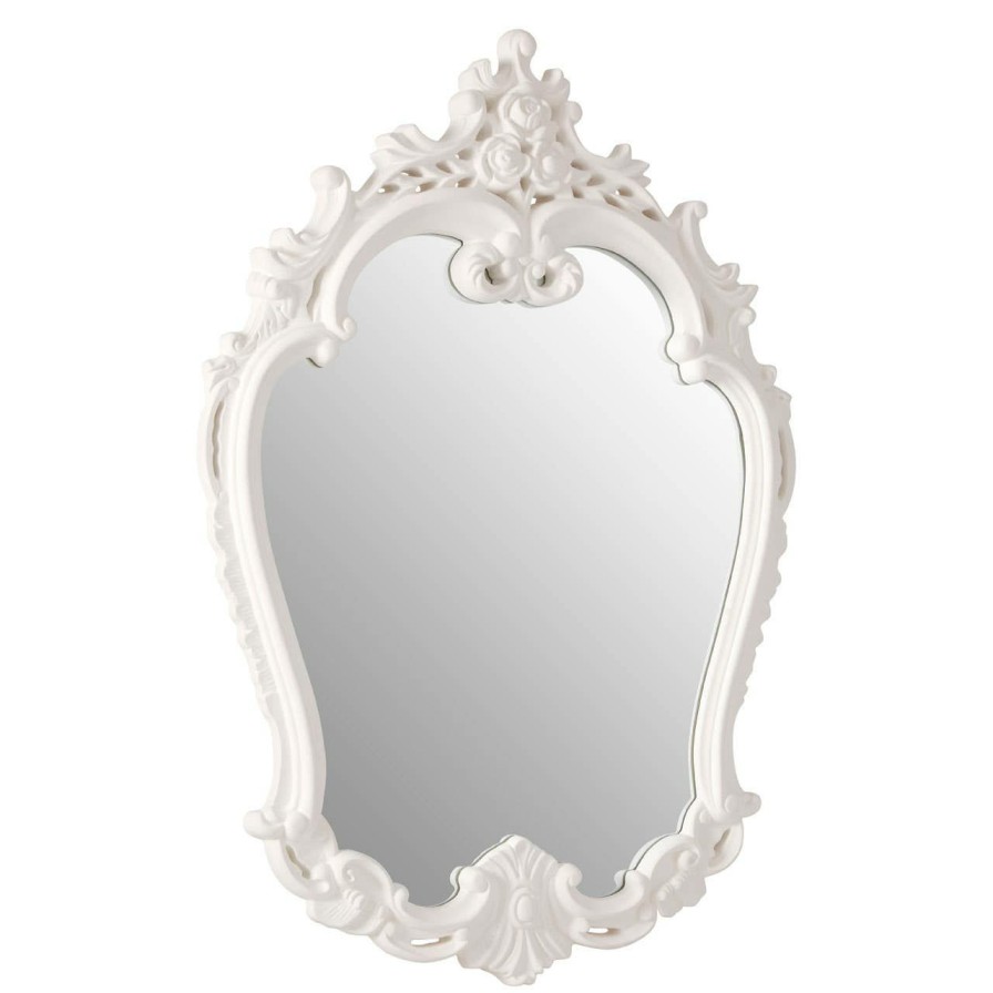 Bathe and Utility Premier Mirrors | Antique White Rose Crest Wall Mirror