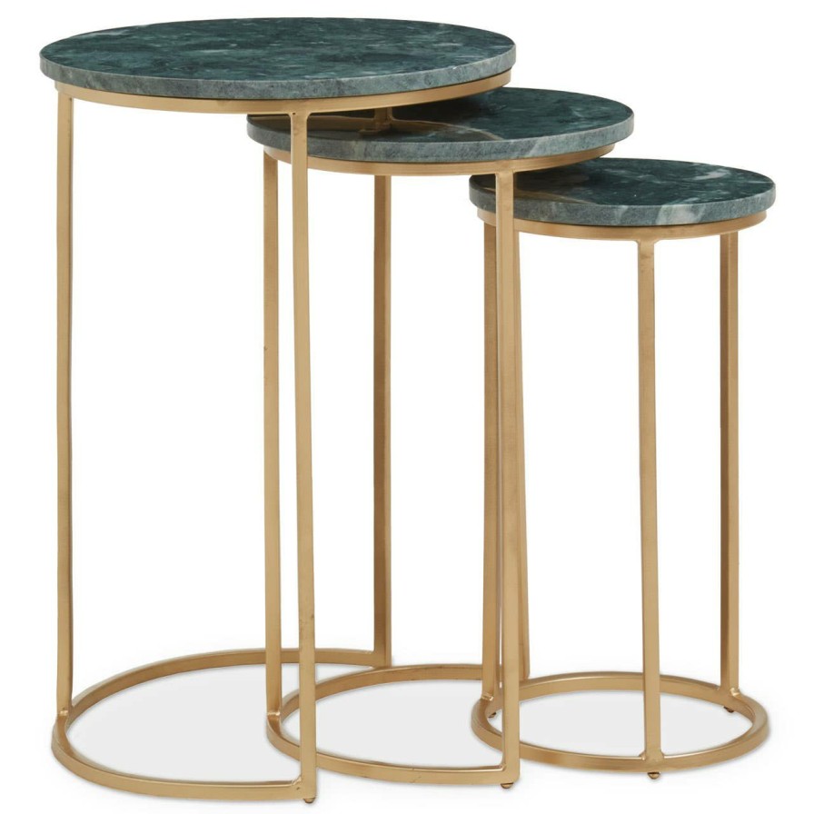 FURNITURE Fifty Five South Nesting Tables | Mandoli Nest Of 3 Green Marble Tables